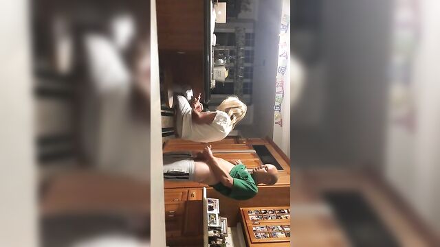 Real Son wanks behind Mom and cums - 2 image