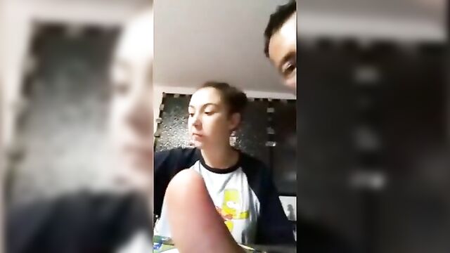 Daughter shows her Father her breasts during dinner - 1 image